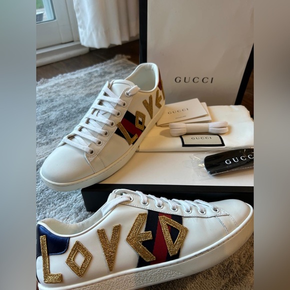 AUTHENTIC Gucci Aces “LOVED” - Picture 4 of 8
